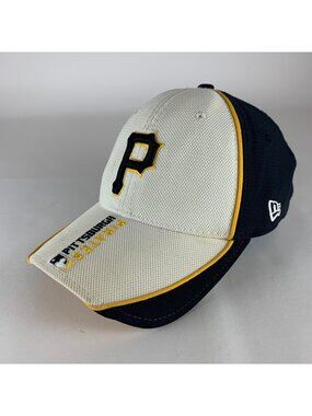 Pittsburgh Pirates MLB Vintage White Black New Era Stretch Fitted Hat Mens M/L